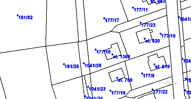 Parcela st. 177/18 v KÚ Svojetice, Katastrální mapa
