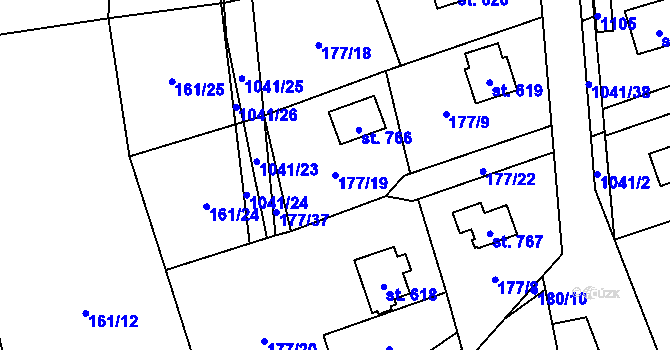 Parcela st. 177/19 v KÚ Svojetice, Katastrální mapa