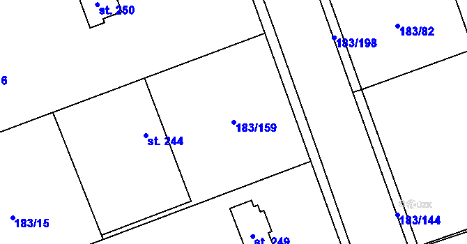 Parcela st. 183/159 v KÚ Svojetice, Katastrální mapa