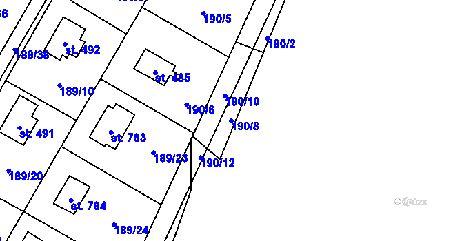 Parcela st. 190/8 v KÚ Svojetice, Katastrální mapa
