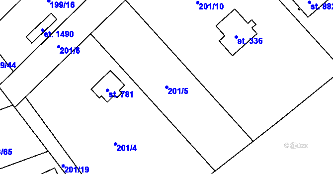 Parcela st. 201/5 v KÚ Svojetice, Katastrální mapa
