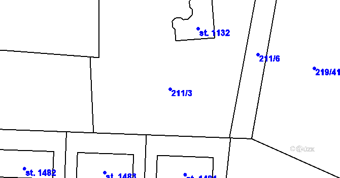 Parcela st. 211/3 v KÚ Svojetice, Katastrální mapa
