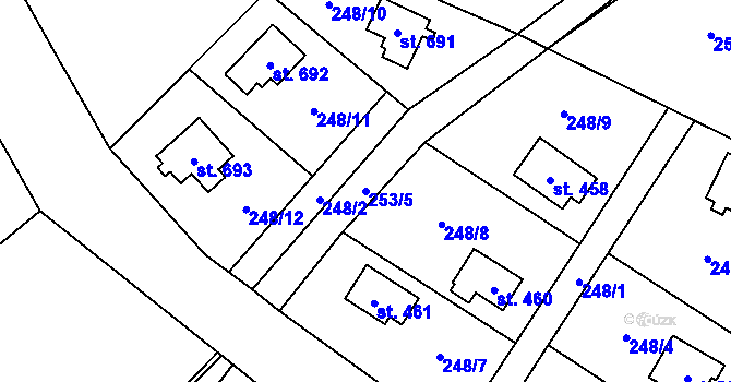 Parcela st. 253/5 v KÚ Svojetice, Katastrální mapa