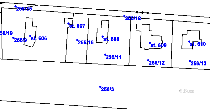 Parcela st. 256/11 v KÚ Svojetice, Katastrální mapa