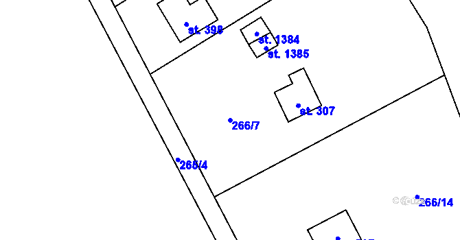 Parcela st. 266/7 v KÚ Svojetice, Katastrální mapa