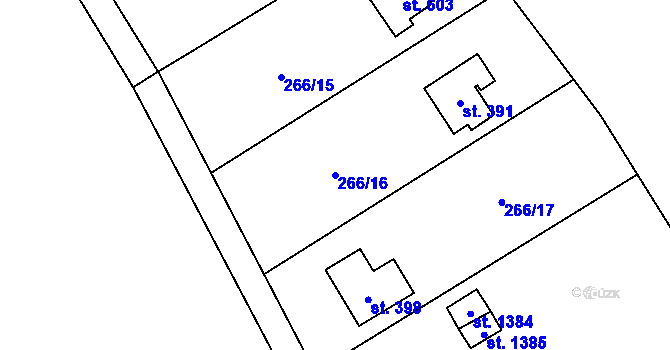 Parcela st. 266/16 v KÚ Svojetice, Katastrální mapa