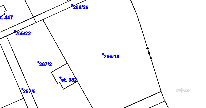 Parcela st. 266/18 v KÚ Svojetice, Katastrální mapa