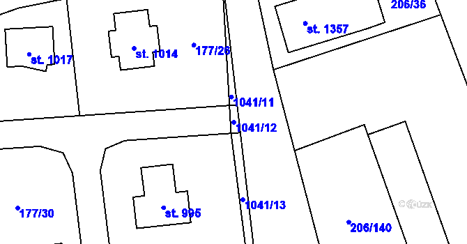 Parcela st. 1041/12 v KÚ Svojetice, Katastrální mapa