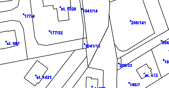 Parcela st. 1041/15 v KÚ Svojetice, Katastrální mapa