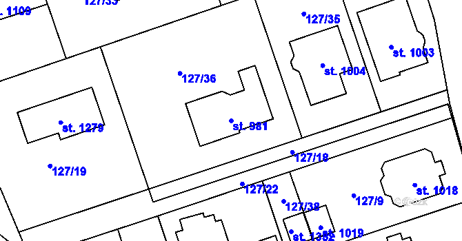 Parcela st. 981 v KÚ Svojetice, Katastrální mapa