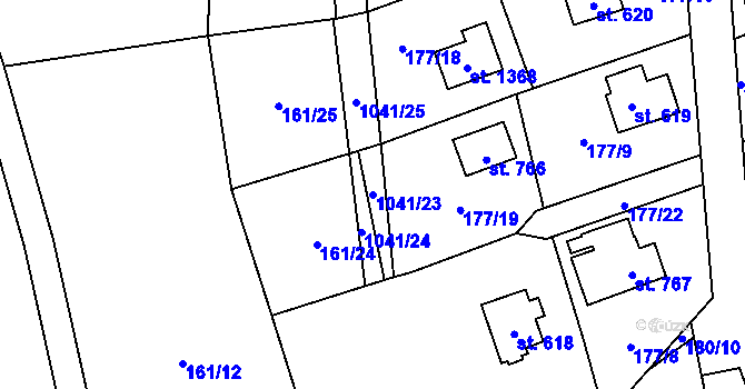 Parcela st. 1041/23 v KÚ Svojetice, Katastrální mapa