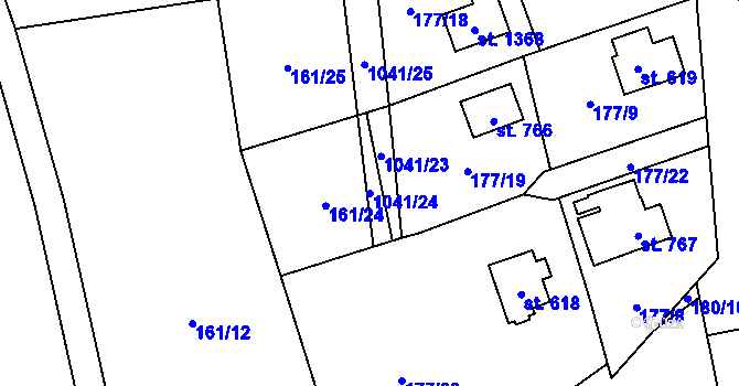 Parcela st. 1041/24 v KÚ Svojetice, Katastrální mapa