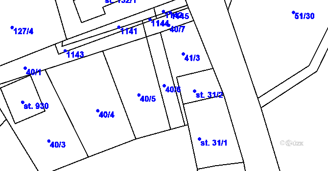 Parcela st. 40/6 v KÚ Svojetice, Katastrální mapa