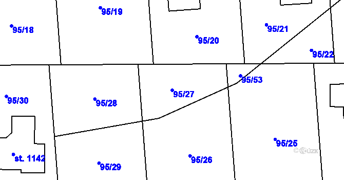 Parcela st. 95/27 v KÚ Svojetice, Katastrální mapa