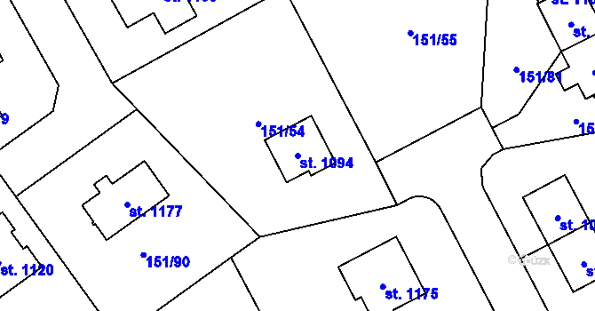 Parcela st. 1094 v KÚ Svojetice, Katastrální mapa