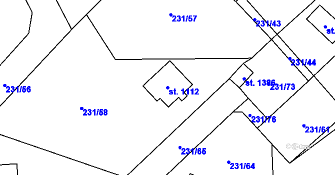 Parcela st. 1112 v KÚ Svojetice, Katastrální mapa
