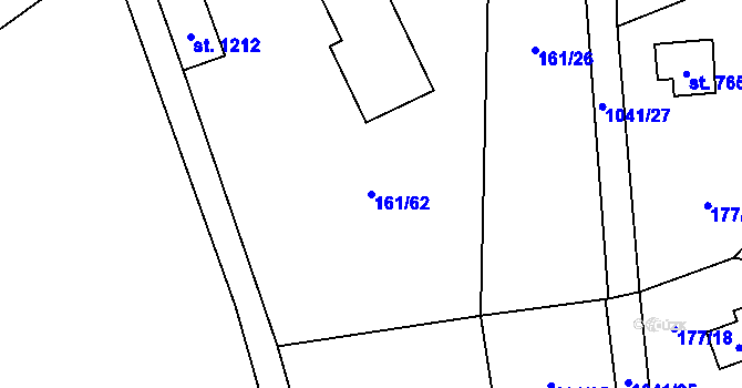 Parcela st. 161/62 v KÚ Svojetice, Katastrální mapa
