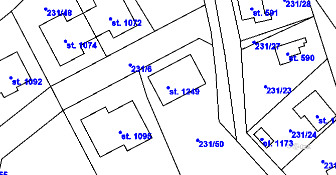 Parcela st. 1249 v KÚ Svojetice, Katastrální mapa