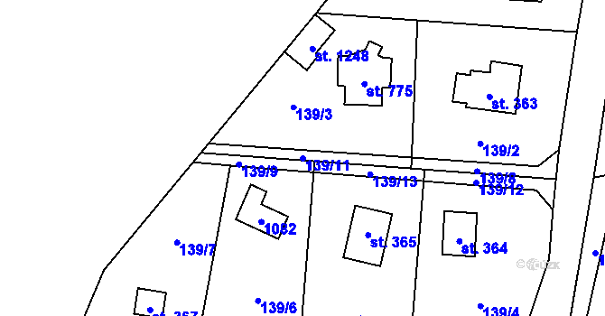 Parcela st. 139/11 v KÚ Svojetice, Katastrální mapa