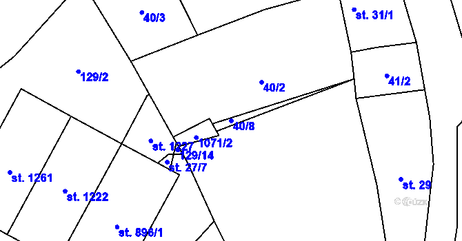 Parcela st. 40/8 v KÚ Svojetice, Katastrální mapa