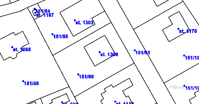 Parcela st. 1308 v KÚ Svojetice, Katastrální mapa