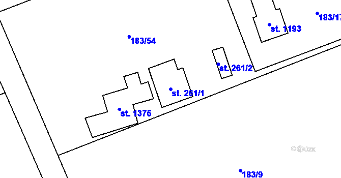 Parcela st. 261/1 v KÚ Svojetice, Katastrální mapa
