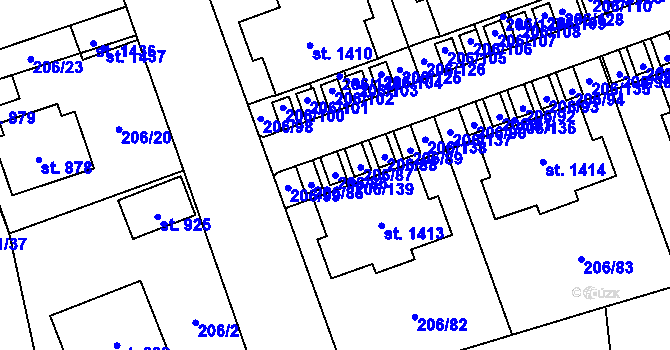 Parcela st. 206/86 v KÚ Svojetice, Katastrální mapa