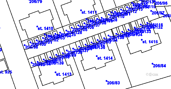 Parcela st. 206/91 v KÚ Svojetice, Katastrální mapa