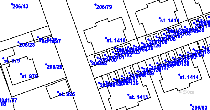Parcela st. 206/101 v KÚ Svojetice, Katastrální mapa