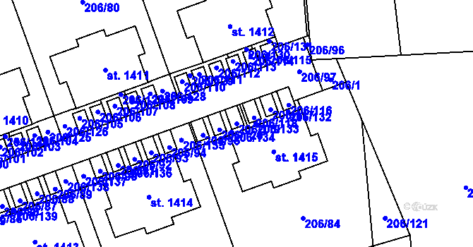 Parcela st. 206/119 v KÚ Svojetice, Katastrální mapa