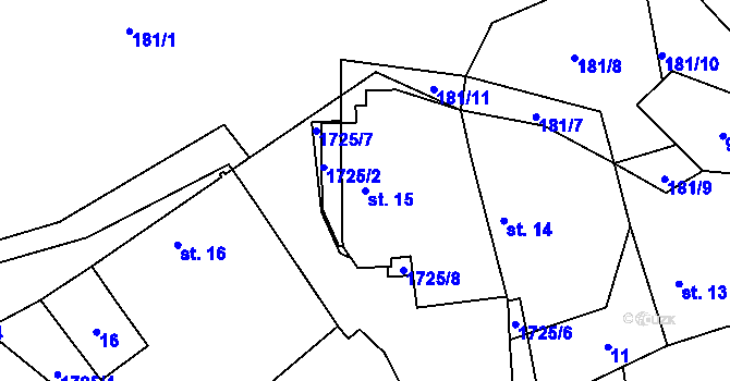 Parcela st. 15 v KÚ Svojetín, Katastrální mapa