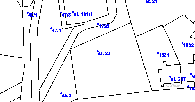 Parcela st. 23 v KÚ Svojetín, Katastrální mapa