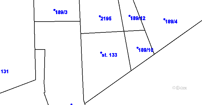 Parcela st. 133 v KÚ Svojetín, Katastrální mapa