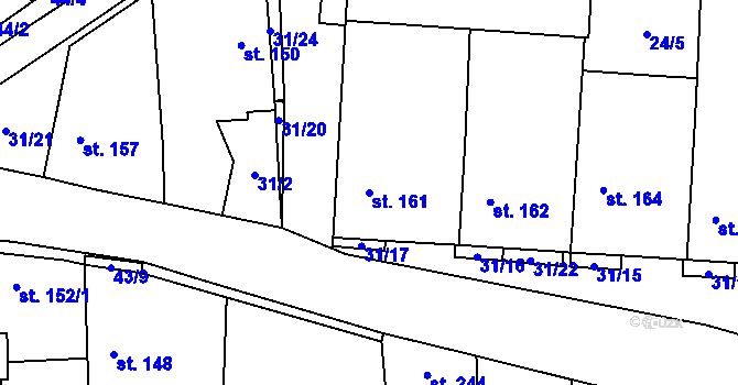 Parcela st. 161 v KÚ Svojetín, Katastrální mapa