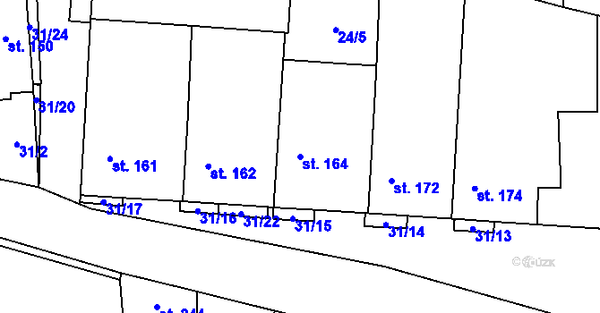 Parcela st. 164 v KÚ Svojetín, Katastrální mapa