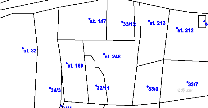 Parcela st. 248 v KÚ Svojetín, Katastrální mapa
