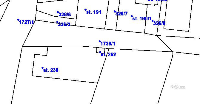 Parcela st. 262 v KÚ Svojetín, Katastrální mapa