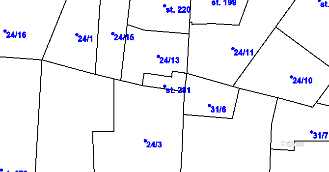 Parcela st. 281 v KÚ Svojetín, Katastrální mapa