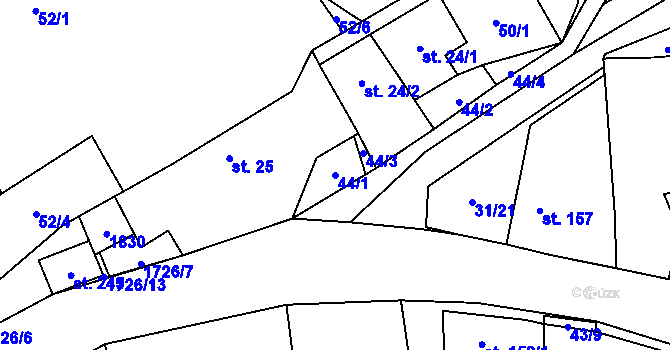 Parcela st. 44/1 v KÚ Svojetín, Katastrální mapa