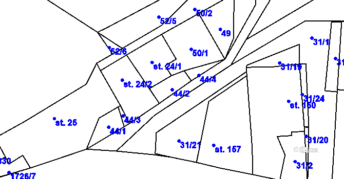 Parcela st. 44/2 v KÚ Svojetín, Katastrální mapa