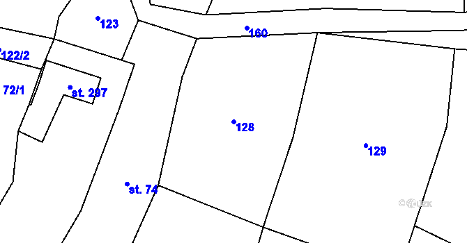 Parcela st. 128 v KÚ Svojetín, Katastrální mapa