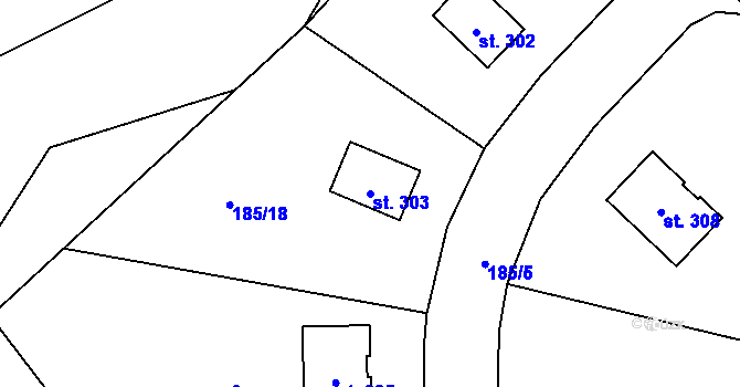 Parcela st. 303 v KÚ Svojetín, Katastrální mapa