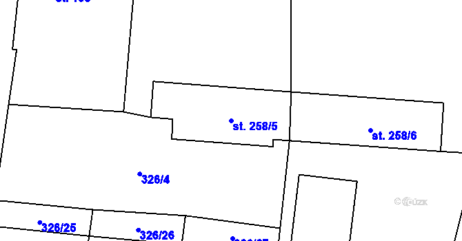 Parcela st. 258/5 v KÚ Svojetín, Katastrální mapa