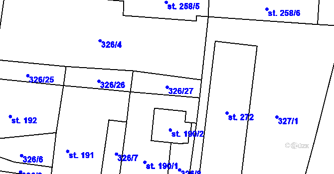 Parcela st. 326/27 v KÚ Svojetín, Katastrální mapa