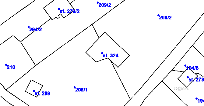 Parcela st. 324 v KÚ Svojetín, Katastrální mapa