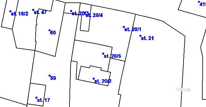 Parcela st. 20/5 v KÚ Veclov u Svojetína, Katastrální mapa