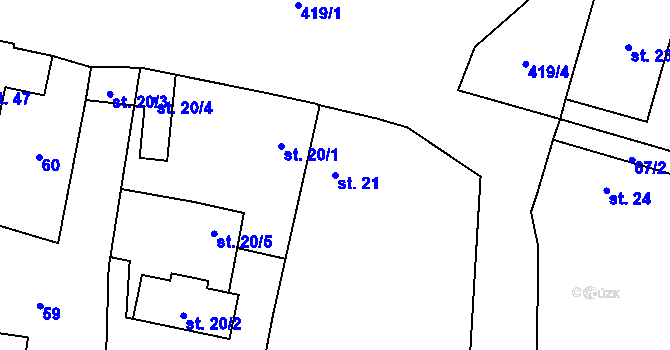 Parcela st. 21 v KÚ Veclov u Svojetína, Katastrální mapa