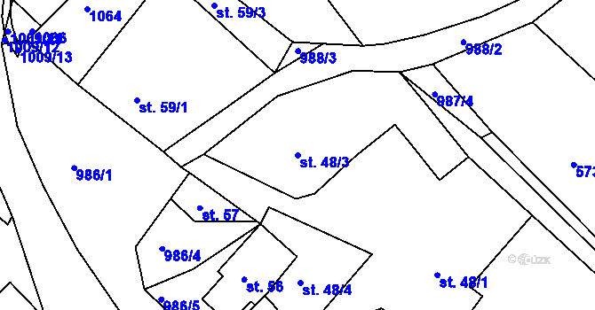 Parcela st. 48/3 v KÚ Svojkov, Katastrální mapa