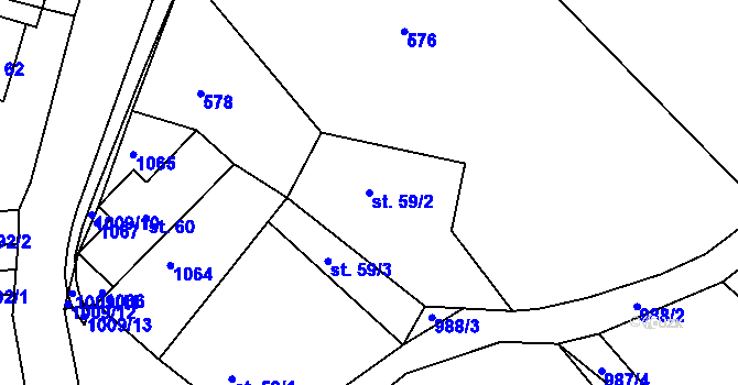 Parcela st. 59/2 v KÚ Svojkov, Katastrální mapa