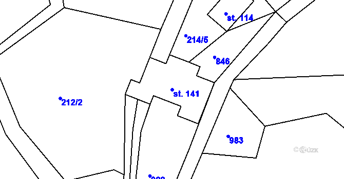 Parcela st. 141 v KÚ Svojkov, Katastrální mapa